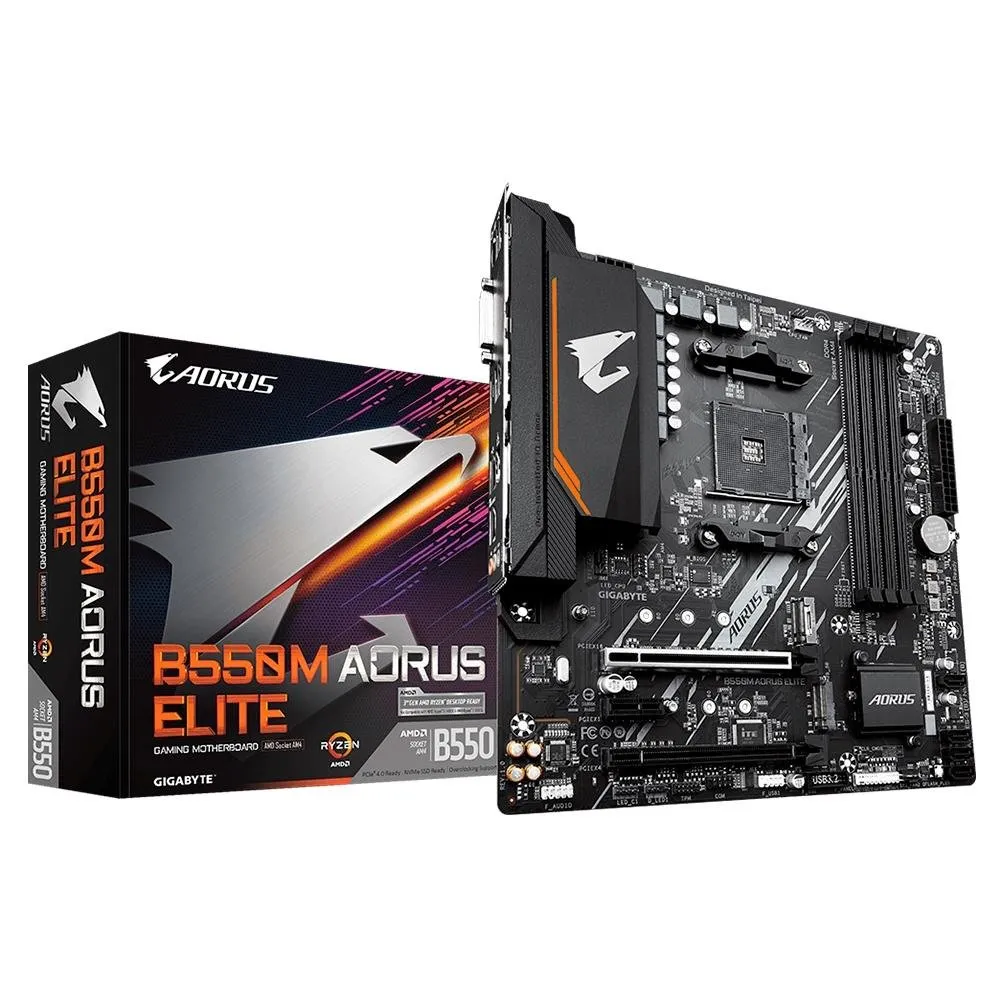 [App] Placa-Me Gigabyte B550m Aorus Elite Rev. 1.3, Amd Am4, Micro Atx, Ddr4, Preto - B550m Aorus Elite